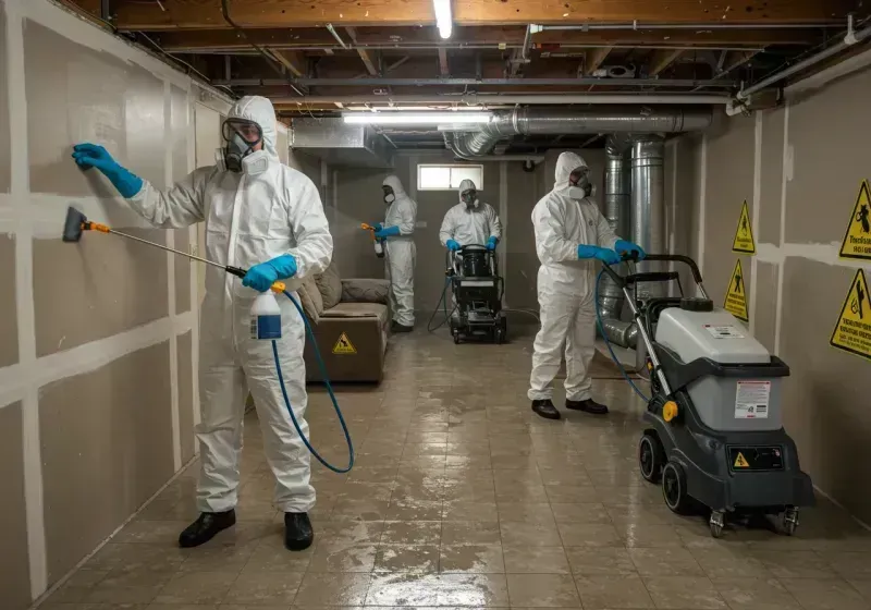 Basement Moisture Removal and Structural Drying process in Fivepointville, PA